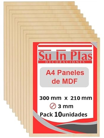 TABLERO MDF 3 mm A4 CORTE LASER, CNC, MANUALIDADES, BRICOLAGE