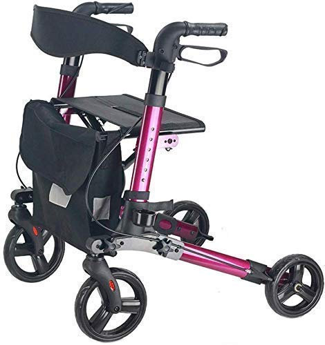 JKJZSALJ Rollator Pieghevole Rollator Walkers Rollator Walker, Walker con Postura Eretta, Ausili per La Deambulazione per Anziani, Rollator Pieghevole Leggero in Alluminio con Seduta Comoda