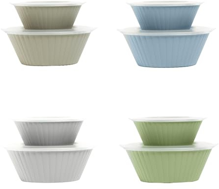 Ecoplast Dorica Coppia di Insalatiere in Plastica con Coperchio, Tortora/Ghiaccio/Verde/Azzurro, u