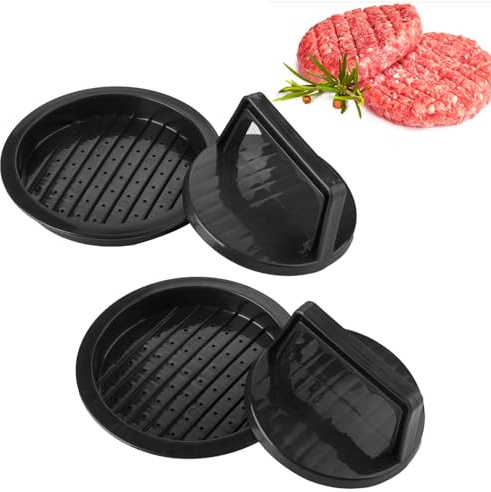 HiempTru Burger Press, Non-Stick Patty Maker, Black, 2-Pack