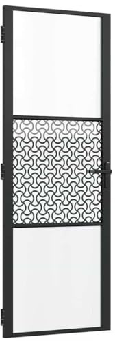 vidaXL Porte intérieure Noir 76 x 201.5 cm Verre trempé et Aluminium, Salle de séjour, Porte Moderne, rectangulaire, Verre trempé, élégant, séparateur Robuste