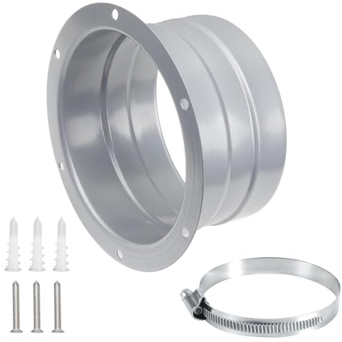 100MM Bride de Rraccordement en Métal, Bride Connecteur Raccord avec des Pinces et Vis Tube Rond Bride de Fixation Murale Connecteur pour Systèmes de Ventilation