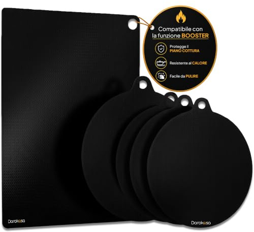 Protezione Piano Induzione Antiscivolo | Tappetino Piano Induzione | Set 5pz Copri Piano Induzione | Sottopentola per Induzione | Proteggi Piano Induzione Copri Induzione Piano Cottura per Cucina