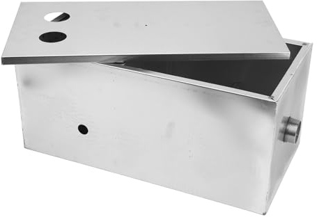 Xiuganpo 3-stegs Filtrering Fettavskiljare Rostfritt Stål Fettavskiljare för Köksrestaurang, Oljevattenavskiljare med Löstagbara Filterkorgar 50x25 Cm Dubbla Hål, Kraftig Rost