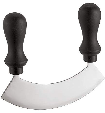 Paderno - Mezzaluna a Filo in Acciaio Inox Ice Hardening, Manici Antiscivolo in PP - Lunghezza 14 cm