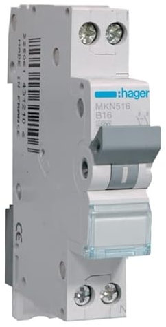Leitungsschutzschalter 1P+N 6kA B-16A HAGER MKN516