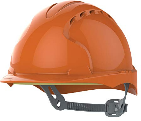JSP EVO3 Safety Helmet Hard Hat - Vented - Orange - Slip Ratchet Adjustment - Comfortable Adjustable Fabric Harness - Lightweight - For Construction, Building, Civil Engineering & Industry - EN397