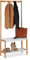 Relaxdays Garderobenständer mit Schuhregal, 4 Kleiderhaken, mit Ablage, Bambus & MDF, HBT 150 x 70,5 x 30 cm, natur-weiß