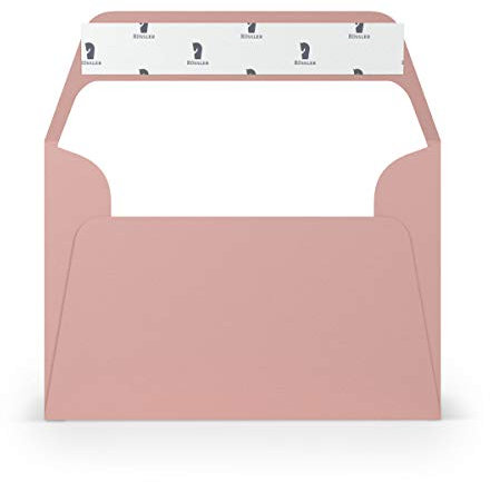 PAPERADO 100 Briefumschläge DIN C6 Haftklebung mit Seidenfutter Rose gerippt Alt-Rosa - 100 g/m² Kuvert ohne Fenster 11,4 x 16,2 cm - Umschläge mit breiter Verschlussklappe