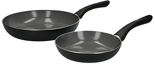MasterClass Can-to-Pan Ceramic Eco Frying Pan Set with PTFE, PFOA and BPA Free Non Stick, Made from 7 % Recycled Aluminium, 2 cm / 28 cm 2-Piece Set,Black
