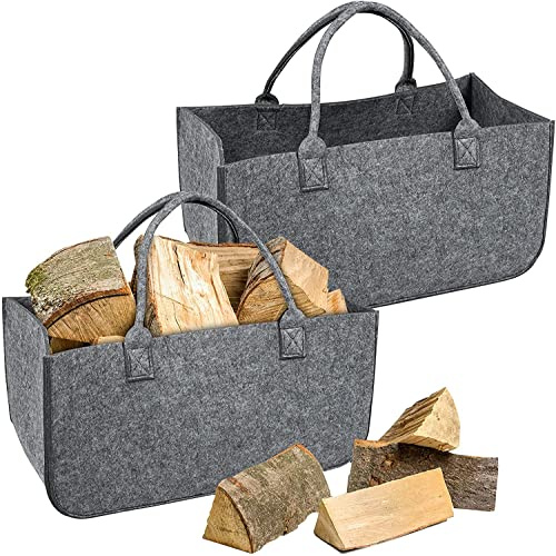 ASN Lot de 2 sacs à main en feutre, 30 kg, sac multifonction de haute qualité, grand volume (gris foncé)