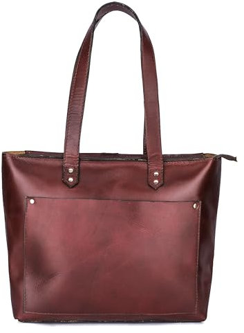 Ajuny Leather Tote Bag for Women Zipper Top Handle Satchel Purse with pockets for Business Office Shopping Work and Travel Soft Handbag Shopper ladies Oversized Shoulder Bag