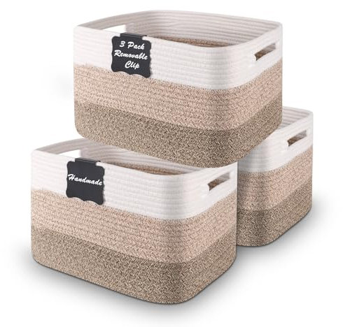 Cestini Portaoggetti Intrecciato in Corda di Cotone, Cestino Portaoggetti Bagno, Organizer Fasciatoio, Organizer Fasciatoio,Cesto Portabiancheria, Decorazione Cestini Stoccaggio per Salotto