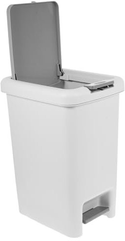FONDOTIN Narrow Space Foot Trash Can Kitchen Bin Lid Press Waste Basket Grey Bin