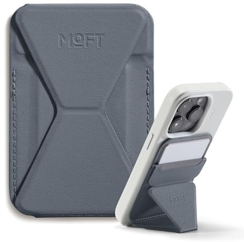 MOFT Porte Carte Magsafe pour iPhone 17/16/15/14/13/12, Magsafe Wallet en MOVAS Cuir Végan, Magnétisme Utra-Puissant, Support Téléphone Portable à 3 Modes, 2 Supports de Cartes (Gris Froid)