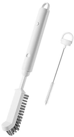 Lot de 2 brosses à récurer avec long manche pour nettoyer les joints - Avec poils durs - Brosse fine rétractable pour le nettoyage - Brosse de nettoyage des joints avec poils durs