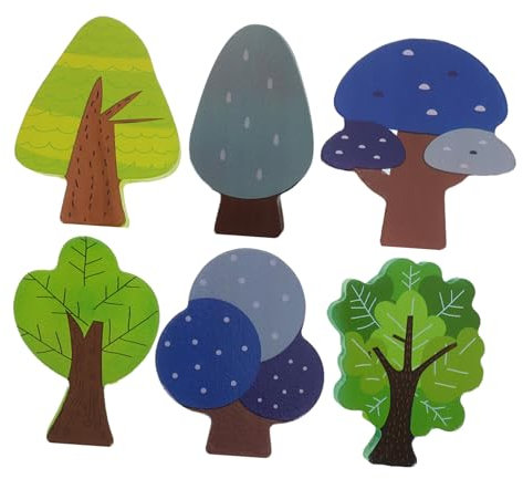 DECHOUS 6 Stücke Set Track Szene Zubehör Baum Baum Zug Zubehör Baum Blöcke Zug Track Zubehör Holz