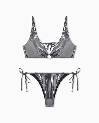 EMPORIO ARMANI Triangolo+Brazilian Bikini Insieme, Foglia Nera, L Donna