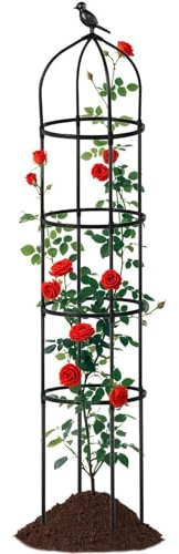 Traliccio da giardino – Supporto regolabile in metallo da 175,3 cm, traliccio rialzato per aiuola da giardino rialzata per vite, , frutta, rosa, aiuola rialzata verticale, ad angolo, balcone