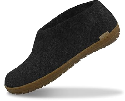 glerups dk Modell AR Unisex Adulto Pantofole di Feltro,Ciabatte, Nero (Charcoal),39 EU