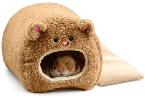Itian Hamac en Peluche pour Hamster Warm Warming Soft Bed pour Rat Rabbit, Marron