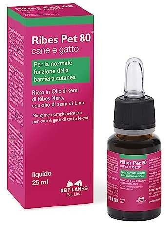 NBF Lanes | Ribes Pet 80 Cane e Gatto, Gocce Appetibili 25 ml, per la Normale Funzione della Barriera Cutanea