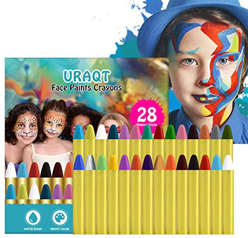 URAQT Truccabimbi, 28 Colori Body Painting, Face Painting Bambini Pittura Corpo Sicuro e Non Tossico, Colori per Pancia Gravidanza per Carnevale, Pasqua, Cosplay, Make Up