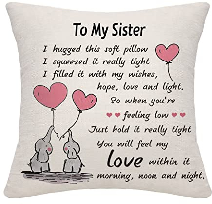 Soul Sister Brother Cushion Cover - Big Little Sibling Throw Pillow Case for Thanksgiving (sister-1)