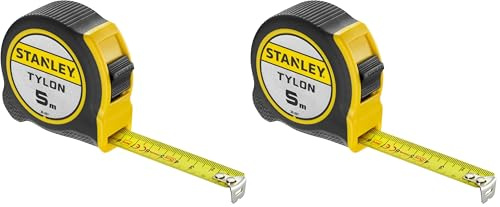 Stanley 1-30-697 - Mètre Tylon Bi matière 5m X 19mm - Ruban Anti-Corrosion - Blocage Du Ruban - Position Du Zéro Réel - Classe Ii - Crochet Pour Ceinture (Lot de 2)