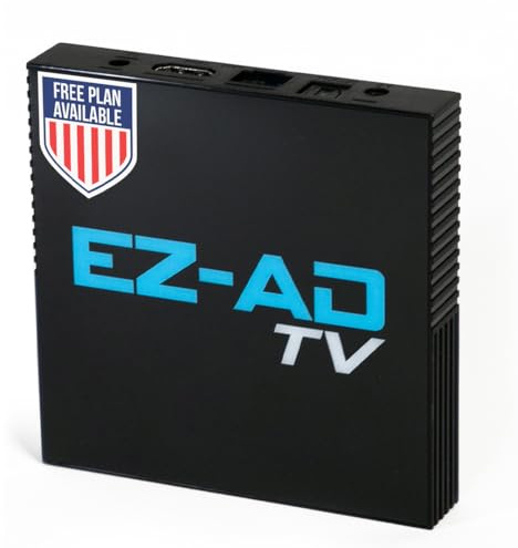 EZ-AD TV Digital Signage Player, Digital Signage 4k Player Kit, Auto-Post Inhalte, Cloud-gesteuert, Fügen Sie Ihre PowerPoint-Präsentation hinzu, Kostenloser Plan & Mobile App, Tausende von Vorlagen