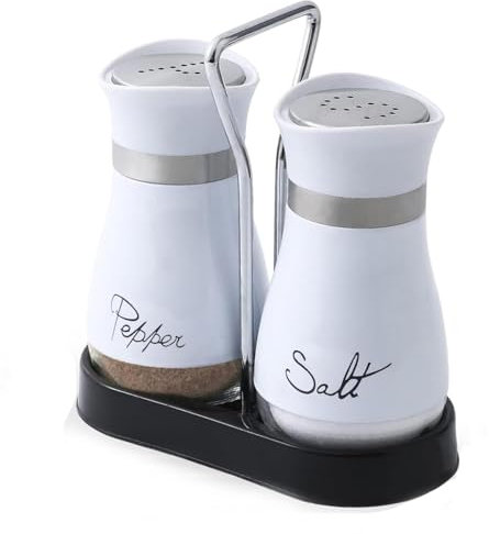 GJIE Pack of 2 Salt and Pepper Pots Salt and Pepper Shaker Salt and Pepper Set Salt Shaker Salt Pot Kitchen Accessories (White)