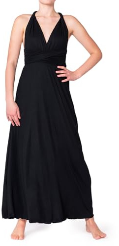 PANASIAM Vestido Maxi Mujer - Vestido Cruzado Halter - 40 Formas de Llevar | Espalda descubierta & escote en V, Vestido de verano de viscosa & elastano, Vestido de fiesta, graduación, boda & vacaciones