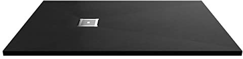 Balterley 1400 x 900 mm Rectangular Shower Tray, Slimline Shower Trays, Durable Stone Resin Base Trays for Bathroom Enclosure Cubicle, Lightweight Rectangular Tray for Wetroom Showers (Slate Black)