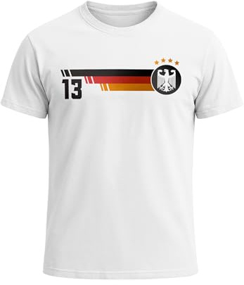 MoonWorks® Herren T-Shirt Deutschland Fußball EM-Shirt 2024 Fanshirt Trikotnummer 13 Adler Deutschlandshirt weiß 3XL