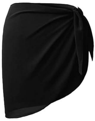 WBZOWRB 1 Article 50 * 180CM Jupe short femme Cache-maillots et sarongs femme Jupe de bain Wrap de Plage de Femmes Sarong Couverture de Bikini Jupes Wrap pour Maillot de Bain en Mousseline（Noir）