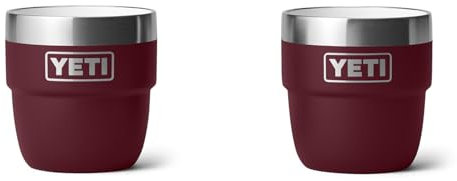 YETI Rambler 4 oz Stackable Cup, Stainless Steel, Vacuum Insulated Espresso/Coffee Cup, 2 Pack, Wild Vine Red