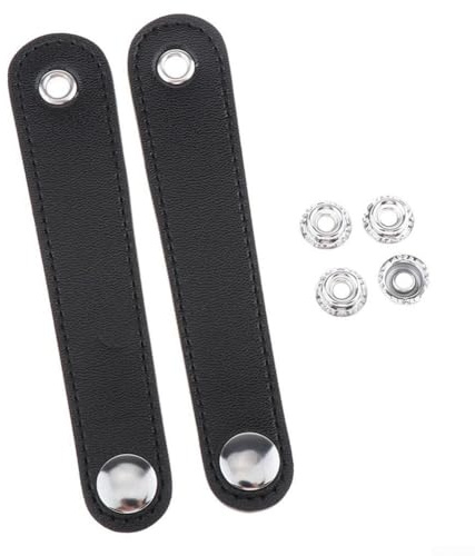 Lot de 2 sangles de soufflet en cuir noir avec extension en métal pour accordéon basse (8,6 cm)