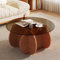DazzlingZLL Runde Couchtisch Glas Wohnzimmertisch Nordischer Gehärtetem Glas Sofatisch mit Tischbeine Holz - Moderner Beistelltisch für Zuhause, Wohnzimmer, Coffee Table - 80 cm