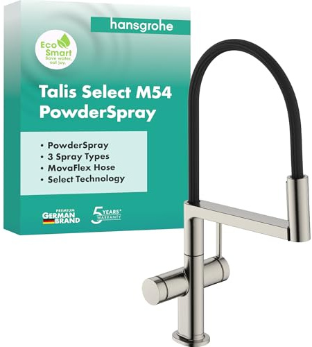 hansgrohe Talis Select M54 PowderSpray - Köksblandare med utdragbar handdusch, SemiPro, 3 stråltyper, Kökskran med utloppshöjd 210 mm, Köksarmatur, finish av rostfritt stål, 72861800