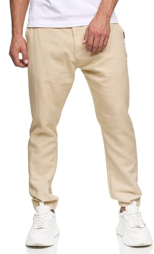 Indicode Herren Blnda Stoffhose aus Leinen & Baumwolle | Herrenhose Freizeithose Männer Cornstalk, S
