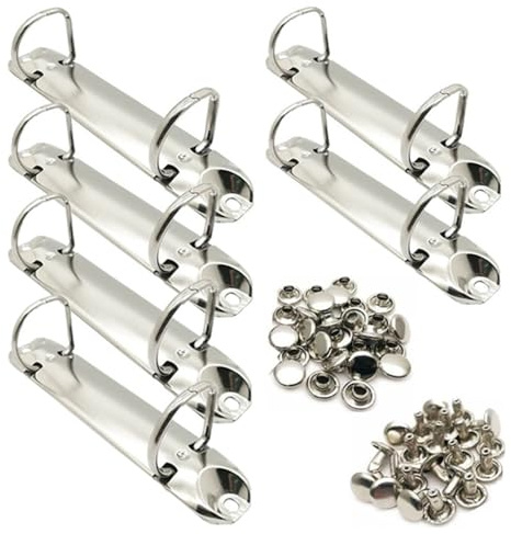 Wanfoou Lot de 6 mécanismes de reliure à 2 anneaux en métal en forme de D pour rangement du papier, planificateur, dossier, accessoires, 123 mm