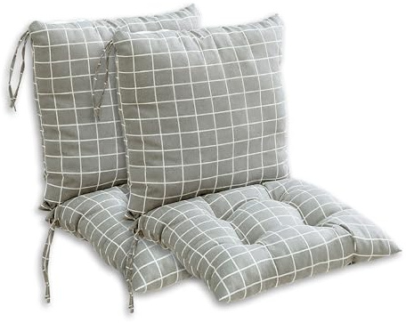 Generico Set di 2 Set di Cuscini per Sedia con Schienale Basso 40 x 80cm， Cuscini per Schienale con Nastri, per sedia da giardino (Grigio-A)