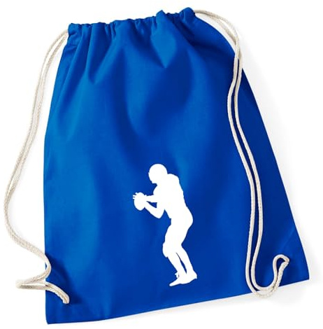 Huuraa Turnbeutel American Football Silhouette 12 Liter Bright Royal Baumwolle Rucksack Geschenkidee