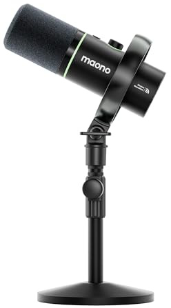 MAONO PD200W Hybrid Wireless Podcast Microphone for PC, Dynamic XLR USB Mic with Desktop Stand, Software, Noise Cancellation, for Vocal Recording, Streaming, Content Creation, Home Studio, Voiceover
