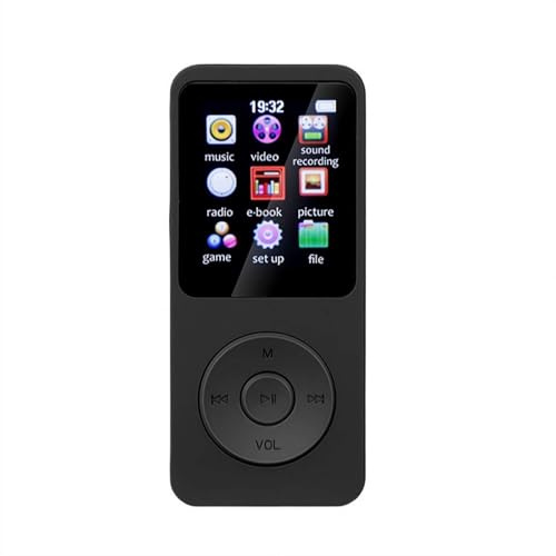 MP3 Player – Compact 1.8 Bluetooth 5.0 Portable Music Player with 7-Hour Playback, Supports APE/FLAC/MP3, FM Radio, Voice Recording & eBooks (Black)