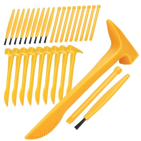 HEALSOPTHY Dinosaur Dig Tools Kit Archaeology Excavation Set with Hammer Brush PVC Digging Tools for Independent Play and Educational Exploration