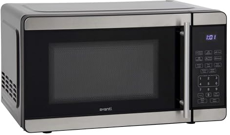 Avanti Microwave Oven 700-Watts Compact with 6 Pre Cooking Settings, Speed Defrost, Electronic Control Panel and Glass Turntable, 0.7-Cu.Ft., Metallic