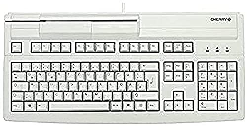 CHERRY MultiBoard MX V2 G80-8000, Deutsches Layout, QWERTZ Tastatur, kabelgebundene Magnetkartenleser Tastatur, hellgrau