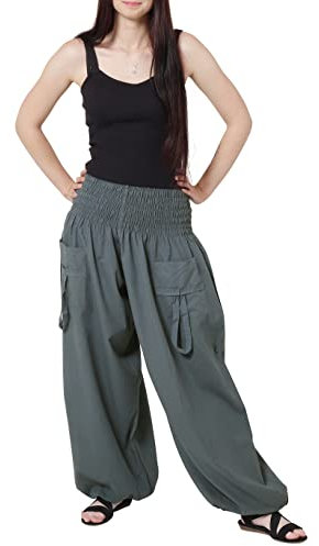 Leucht-Welten Damen Herren Pumphose Pluderhose mit Taschen Grau Einheitsgröße