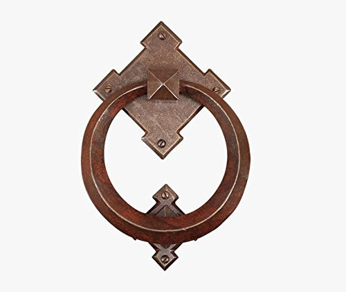 Battente forgiato per porta, portone 140x210 mm. Finitura ruggine completo di viti di fissaggio FA782